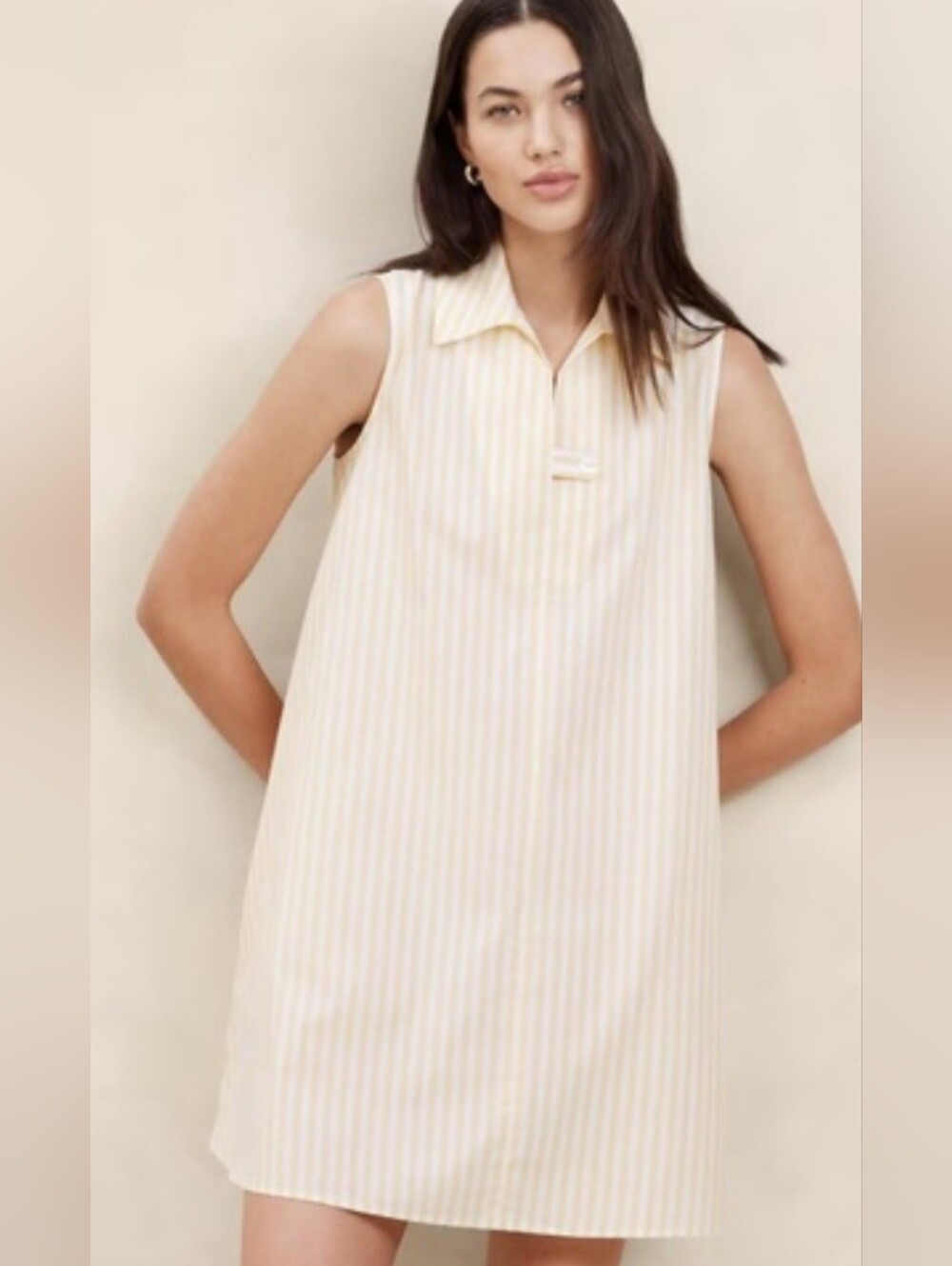 Banana Republic Poppin Mini Dress White/Yellow Cotton Woman Sz S SOLD OUT